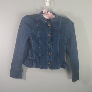 Gap Riding Jacket Kids Girls Size Medium M BLUE DENIM Ride Riding